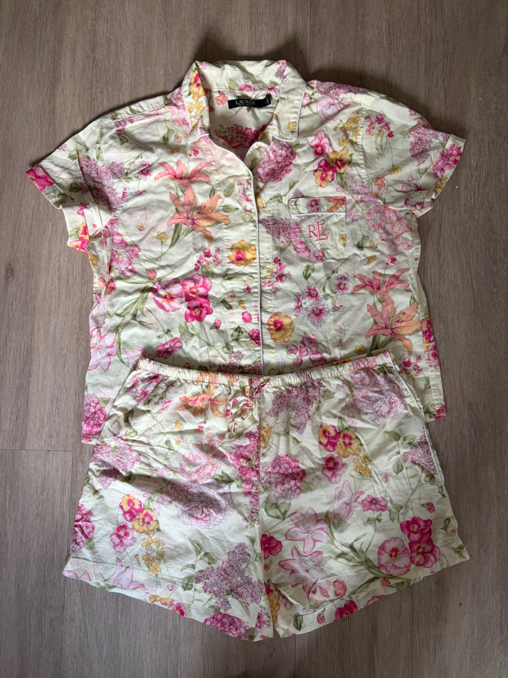 Ralph Lauren Double RL Floral Cotton Shorts - Pink & Cream